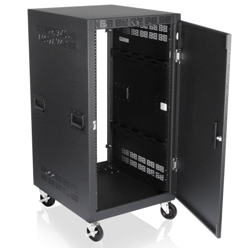 AtlasIED RX21 Mobile Equipment Rack 21RU EIA-Compliant Steel Cabinet | 30" | Casters, and Side Handles