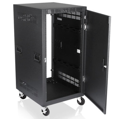 AtlasIED RX21 Mobile Equipment Rack 21RU EIA-Compliant Steel Cabinet | 30" | Casters, and Side Handles