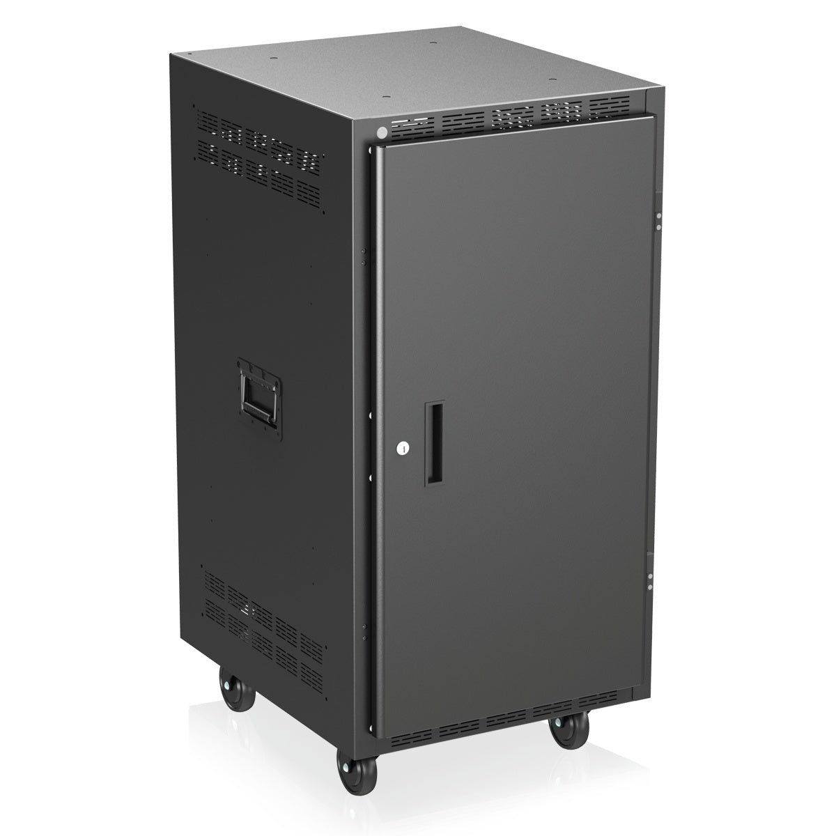 AtlasIED RX21 Mobile Equipment Rack 21RU EIA-Compliant Steel Cabinet | 30" | Casters, and Side Handles