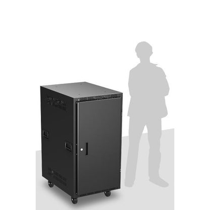 AtlasIED RX21 Mobile Equipment Rack 21RU EIA-Compliant Steel Cabinet | 30" | Casters, Side Handles, and Solid Doors