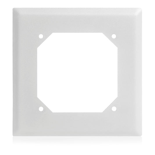 AtlasIED SFP-N semi-flush adapter plate in neutral white with octagonal cutout and four mounting holes
