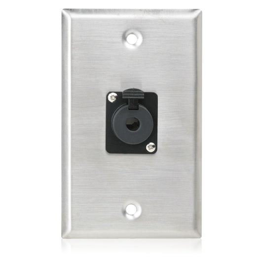 AtlasIED SG-QTRSL-F1 Single Gang Stainless Steel Wall Plate | Female Locking TRS | 1 Connector