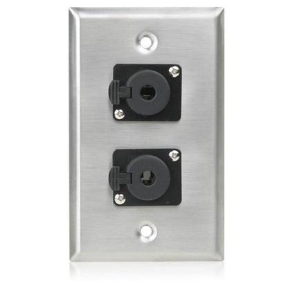 AtlasIED Single Gang Stainless Steel Plate with Female Locking TRS Connector | 2