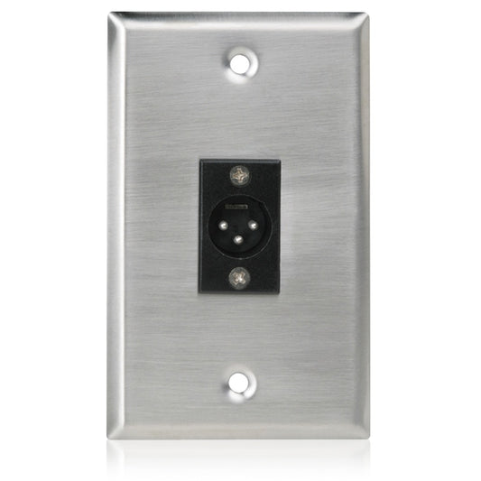 AtlasIED SG-XLR-M1 Single Gang Stainless Steel Wall Plate | Male 3 Pin XLR | 1 Connector