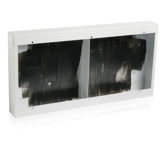 AtlasIED SM195-89 white surface mount clock/speaker enclosure, angled view of dual-bay open frame