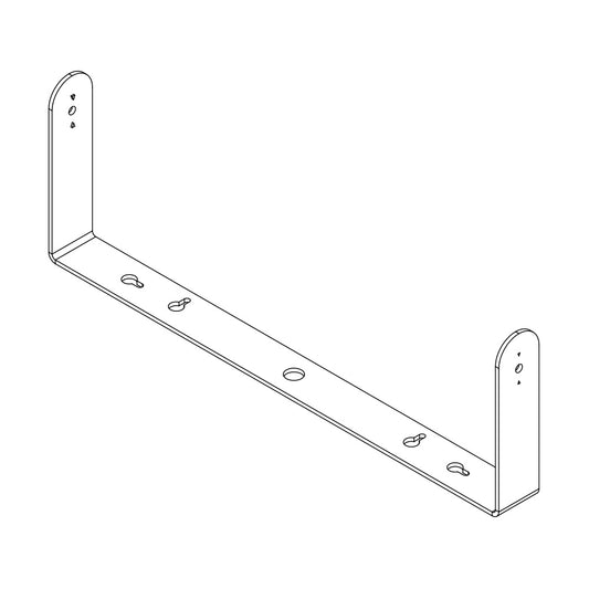 AtlasIED SM82CBRKT-B C-bracket line drawing showing slotted mounting holes and rounded side arms