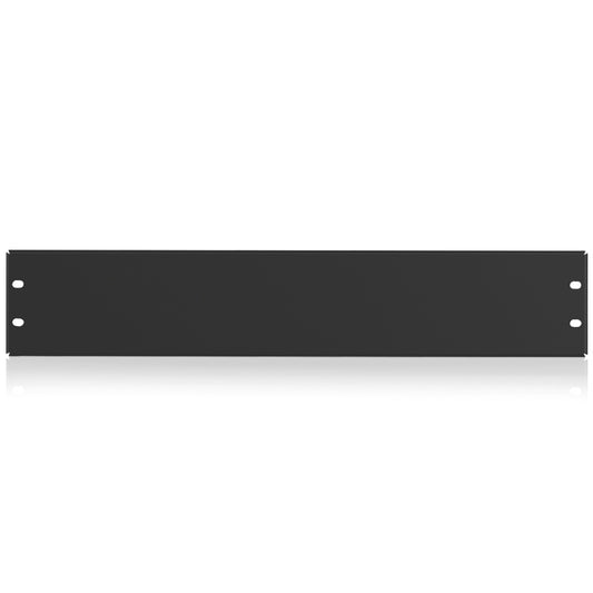 AtlasIED SPF2 blank 19" 2 RU flush rack panel in black with mounting slots on both ends