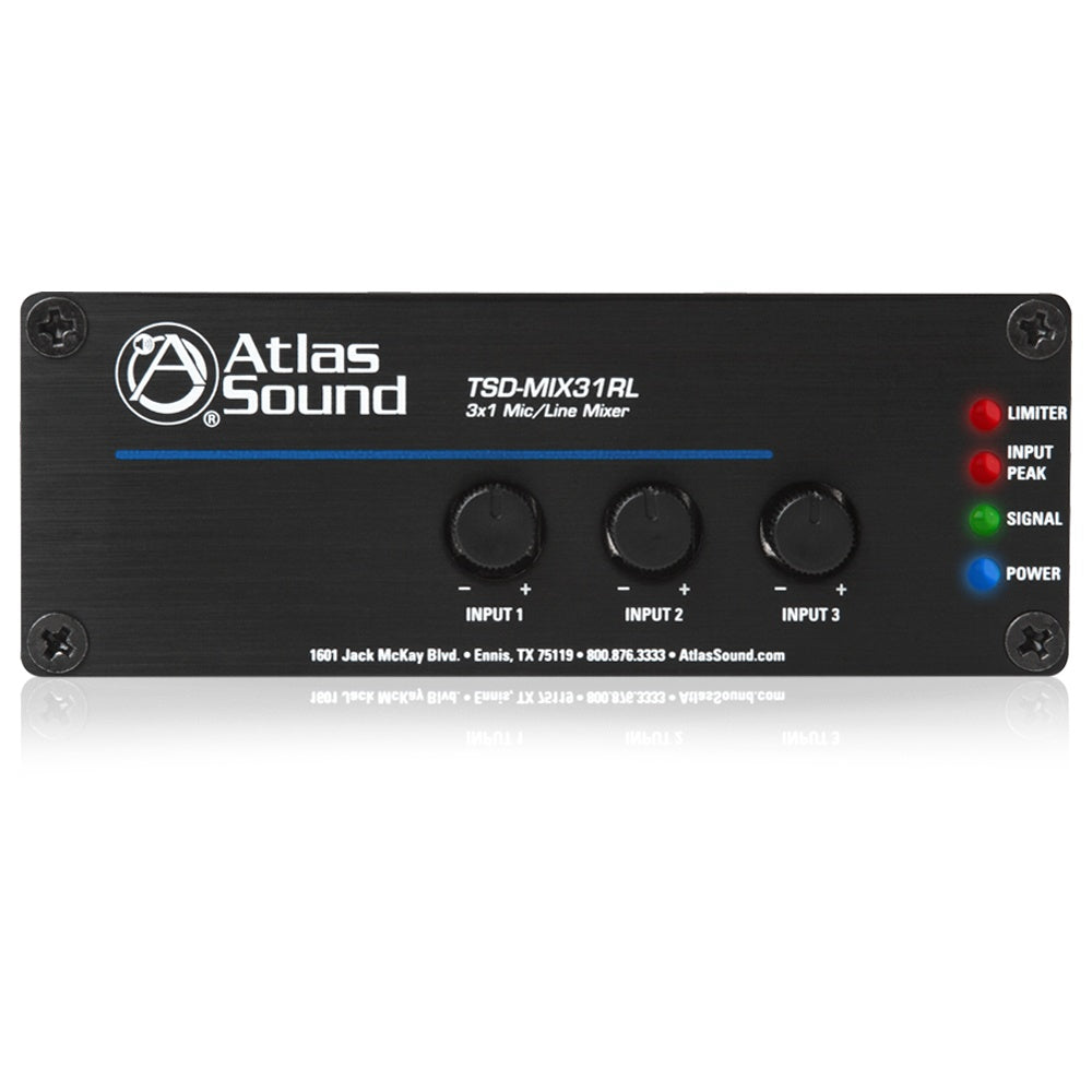 AtlasIED TSD-MIX31RL 3x1 Mic and Line Mixer With Priority Paging