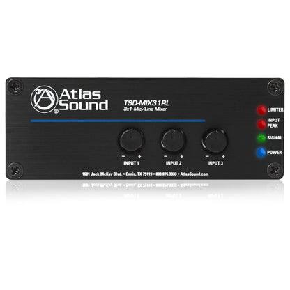 AtlasIED TSD-MIX31RL 3x1 Mic and Line Mixer With Priority Paging