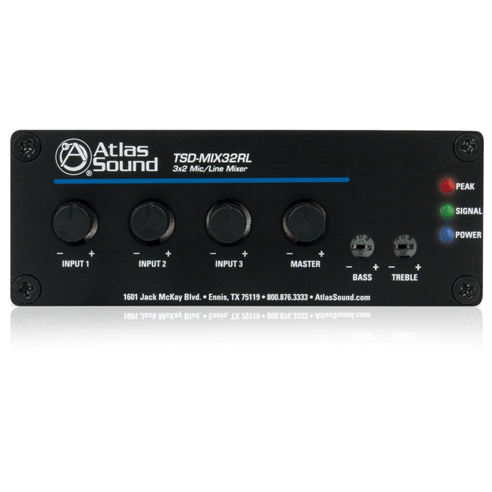 AtlasIED TSD-MIX32RL 3x2 Stereo Line Mixer With Remote Level