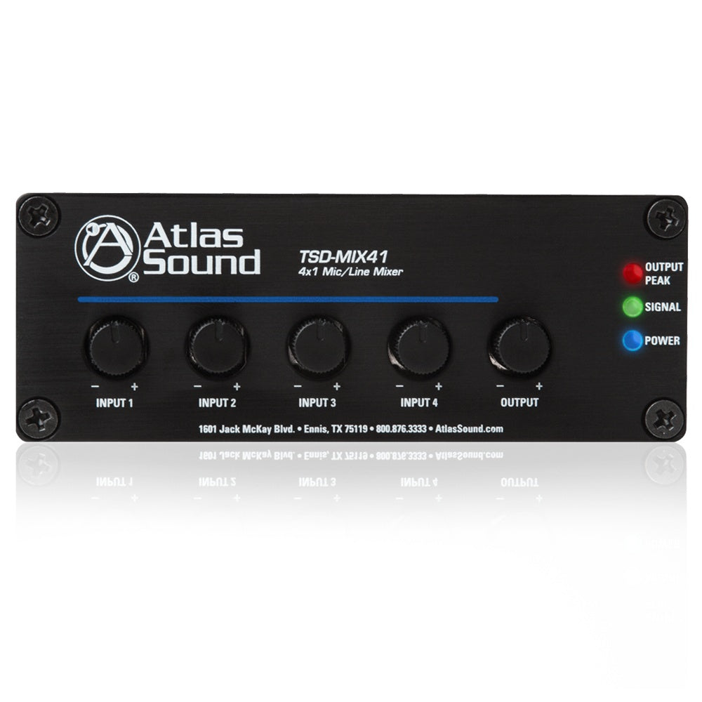 AtlasIED TSD-MIX41 4x1 Mic and Line Mixer for Install