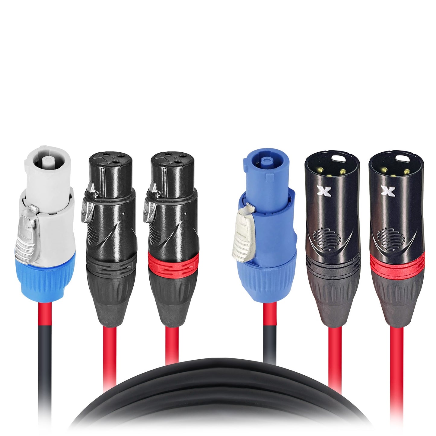 ProX PowerCON Compatible to Dual XLR Combo Cable Tour-Grade Link Jumper | 100 ft