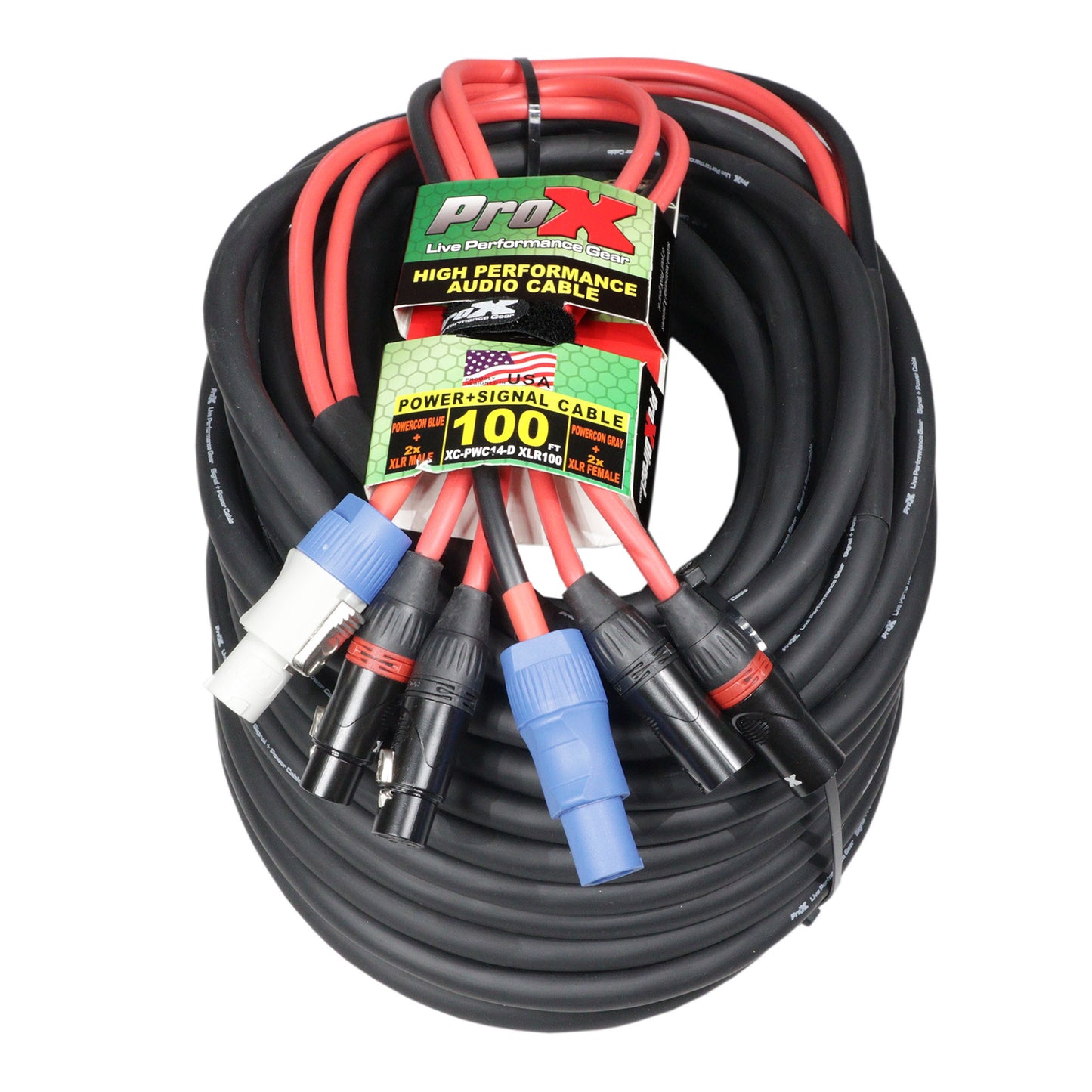 ProX PowerCON Compatible to Dual XLR Combo Cable Tour-Grade Link Jumper | 100 ft