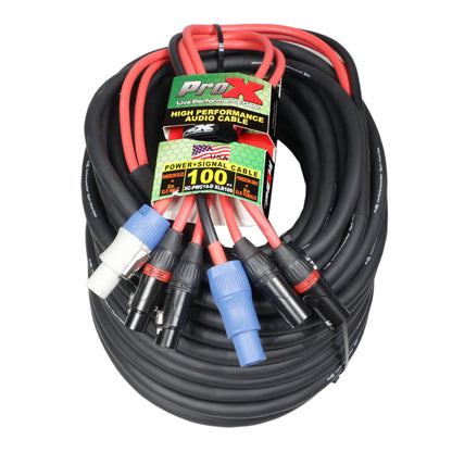 ProX PowerCON Compatible to Dual XLR Combo Cable Tour-Grade Link Jumper | 100 ft