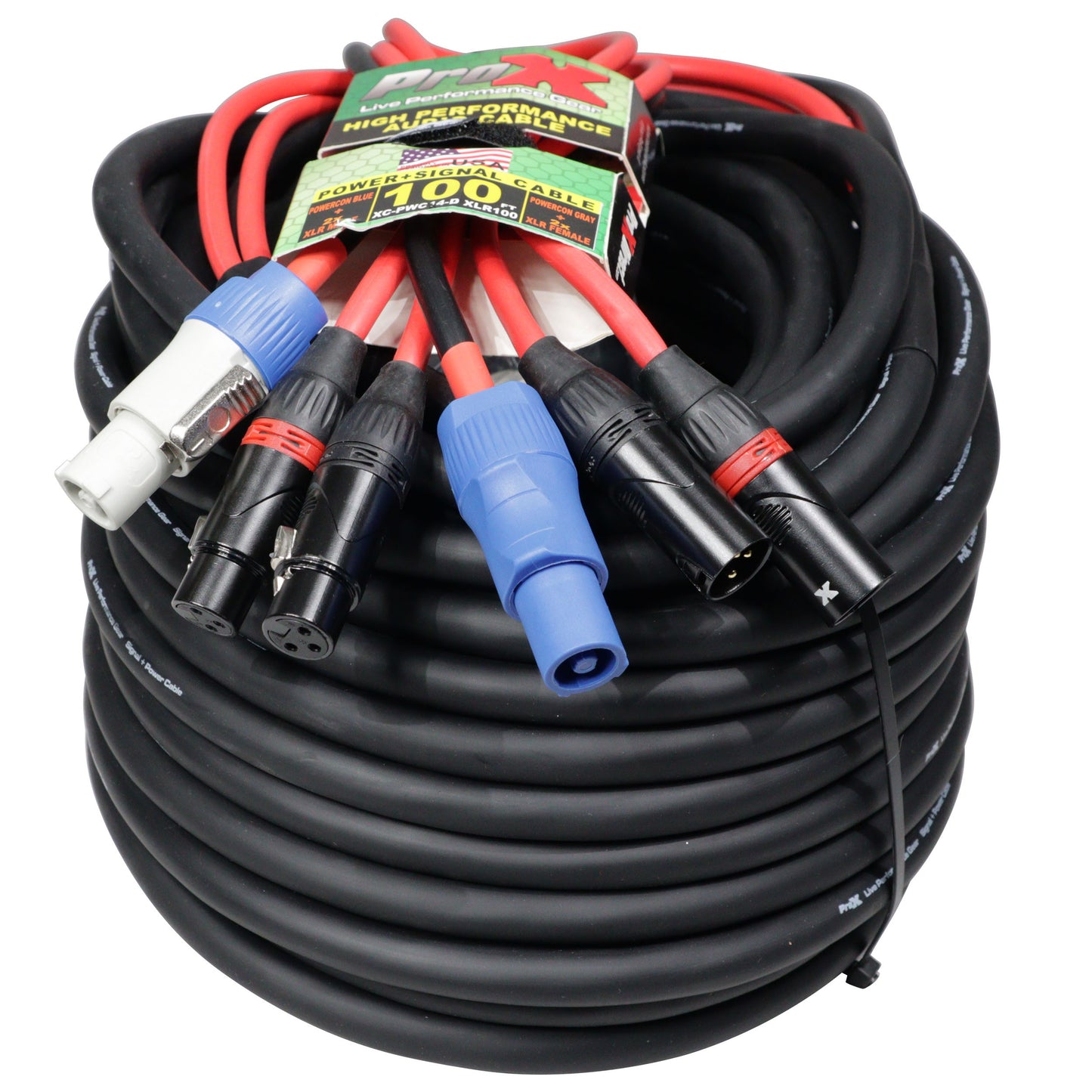 ProX PowerCON Compatible to Dual XLR Combo Cable Tour-Grade Link Jumper | 100 ft
