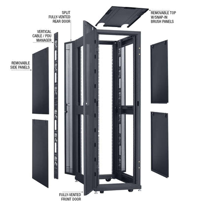 Lowell DAT24 42U x 42" Deep Enclosed Server Data Rack | Black