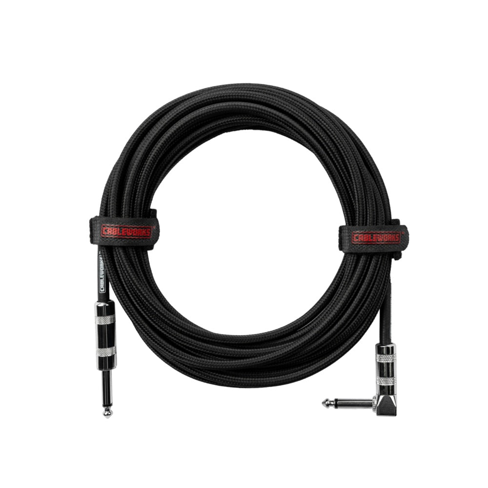 Gator Backline Straight To Right Angle Braided Instrument Cable | 10' | Black/Black