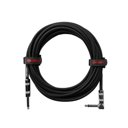 Gator Backline Straight To Right Angle Braided Instrument Cable | 10' | Black/Black