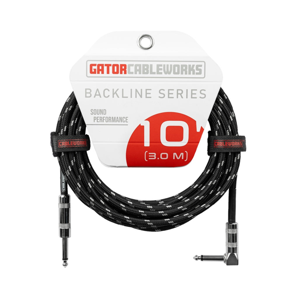 Gator GCWB-INS-10RABG Braided Instrument Cable | 10' | Black/Gray