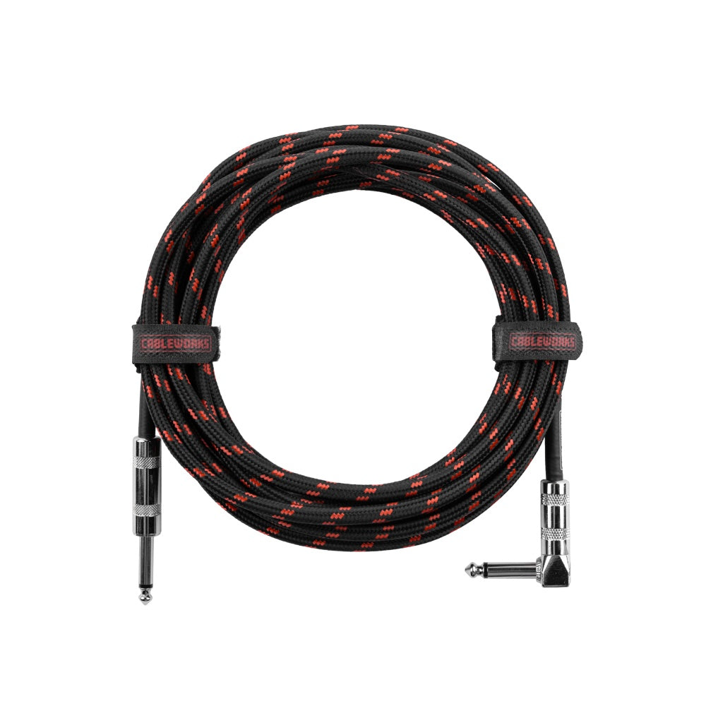 Gator Backline Straight To Right Angle Braided Instrument Cable | 10' | Black/Red
