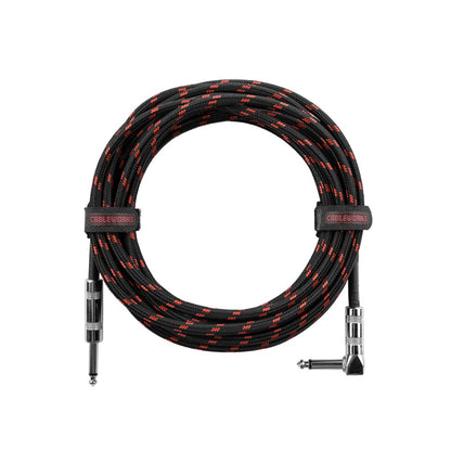 Gator Backline Straight To Right Angle Braided Instrument Cable | 10' | Black/Red
