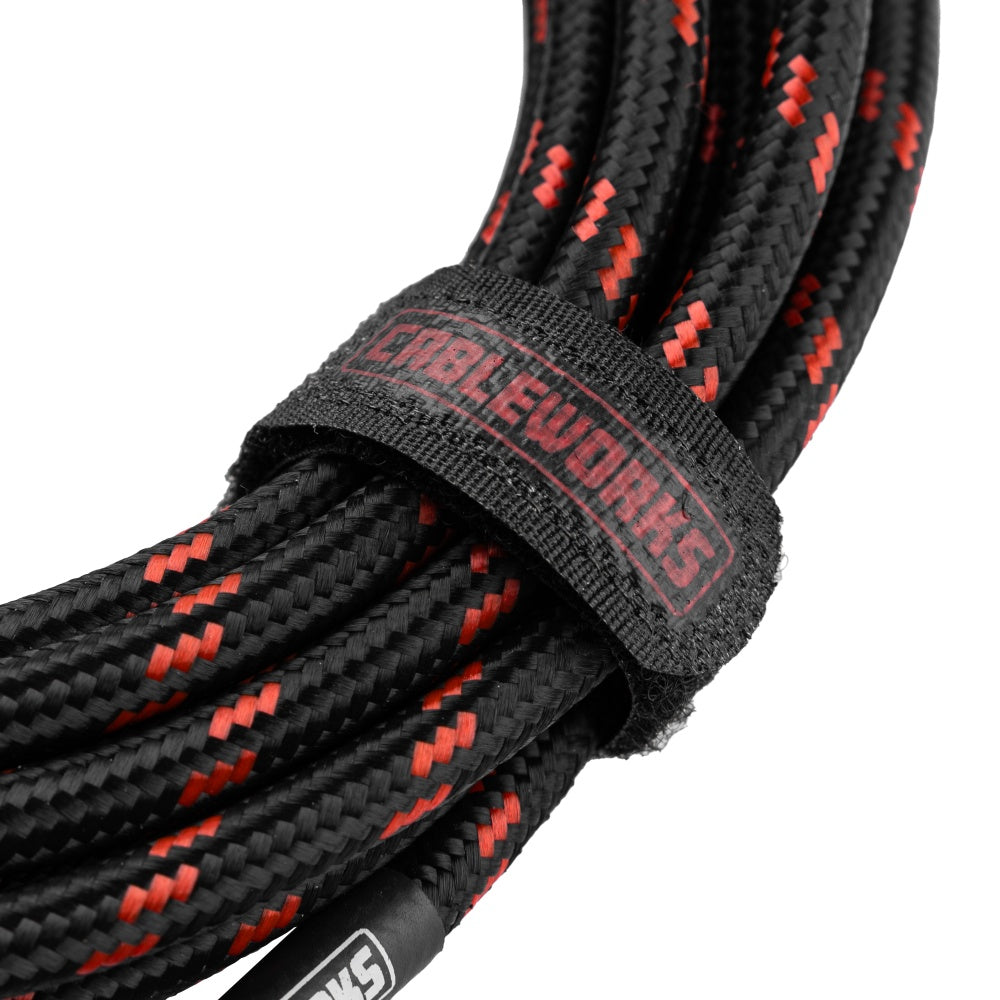 Gator Backline Straight To Right Angle Braided Instrument Cable | 10' | Black/Red