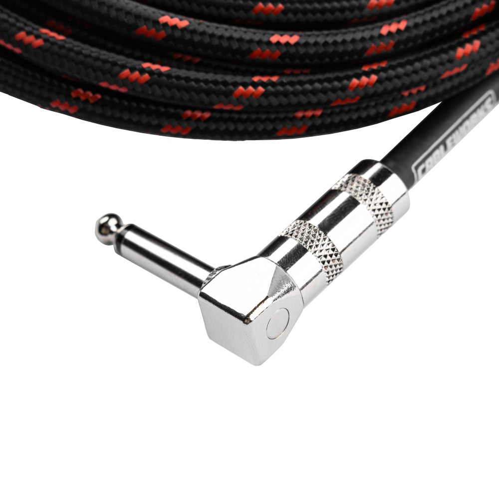 Gator Backline Straight To Right Angle Braided Instrument Cable | 10' | Black/Red