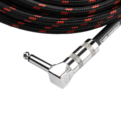 Gator Backline Straight To Right Angle Braided Instrument Cable | 10' | Black/Red