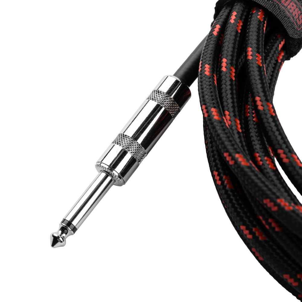 Gator Backline Straight To Right Angle Braided Instrument Cable | 10' | Black/Red