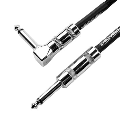 Gator Backline Straight To Right Angle Braided Instrument Cable | 10' | Black/Red