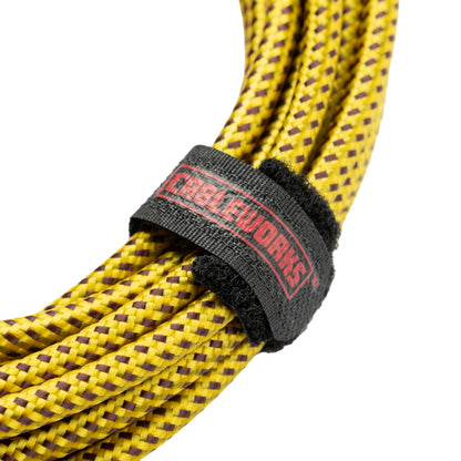 Gator Backline Straight To Right Angle Braided Instrument Cable | 10' | Brown/Yellow