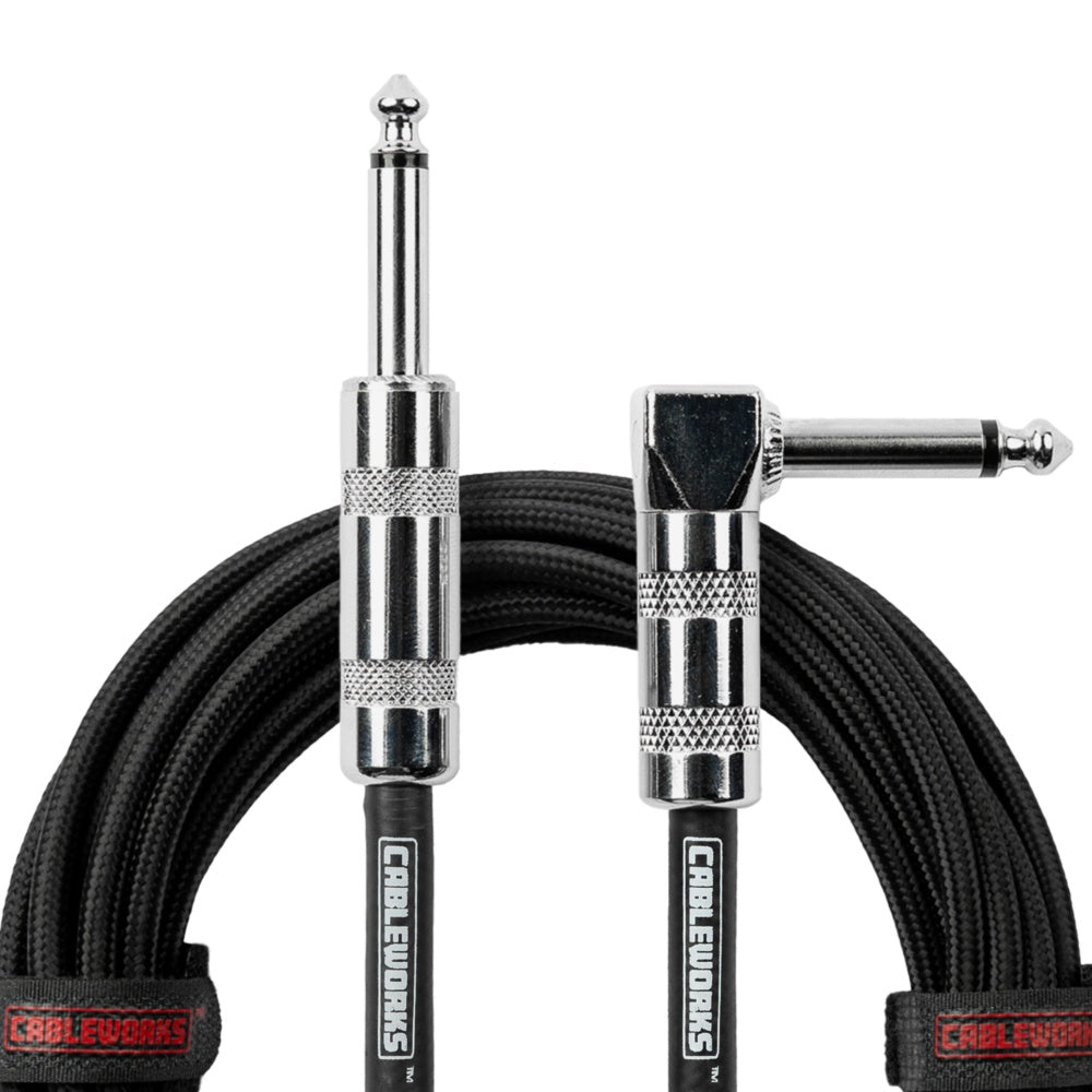Gator Backline Straight To Right Angle Braided Instrument Cable | 20' | Black/Black