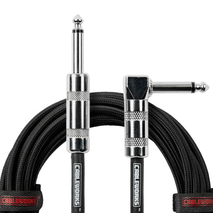 Gator Backline Straight To Right Angle Braided Instrument Cable | 20' | Black/Black