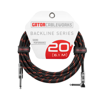 Gator GCWB-INS-20RABRD Braided Instrument Cable | 20' | Black/Red