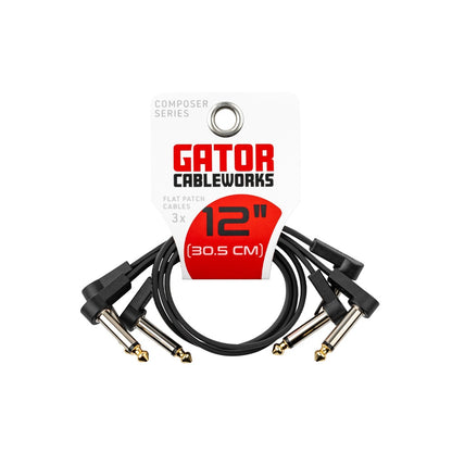 Gator GCWC-FPC12-3PK Composer Series Flat Patch Cable | 12" | 3-Pack