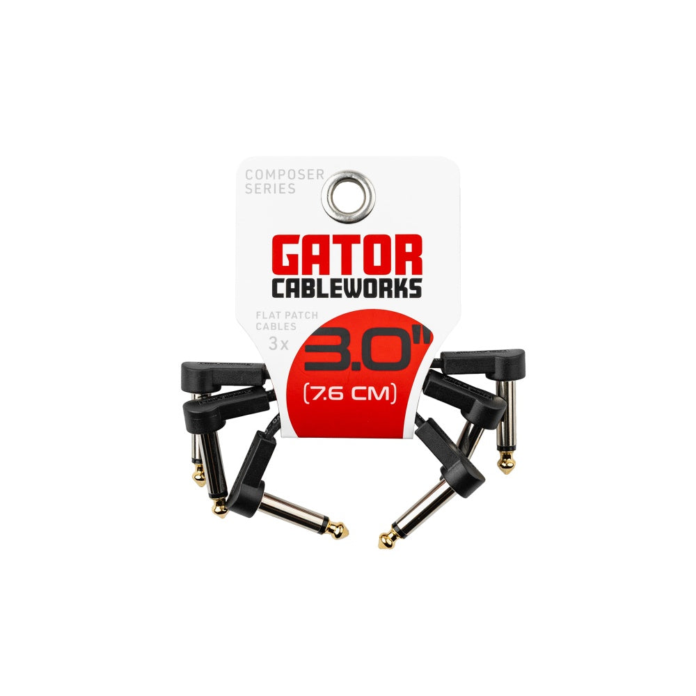Gator GCWC-FPC3-3PK Composer Series Flat Patch Cable | 3"