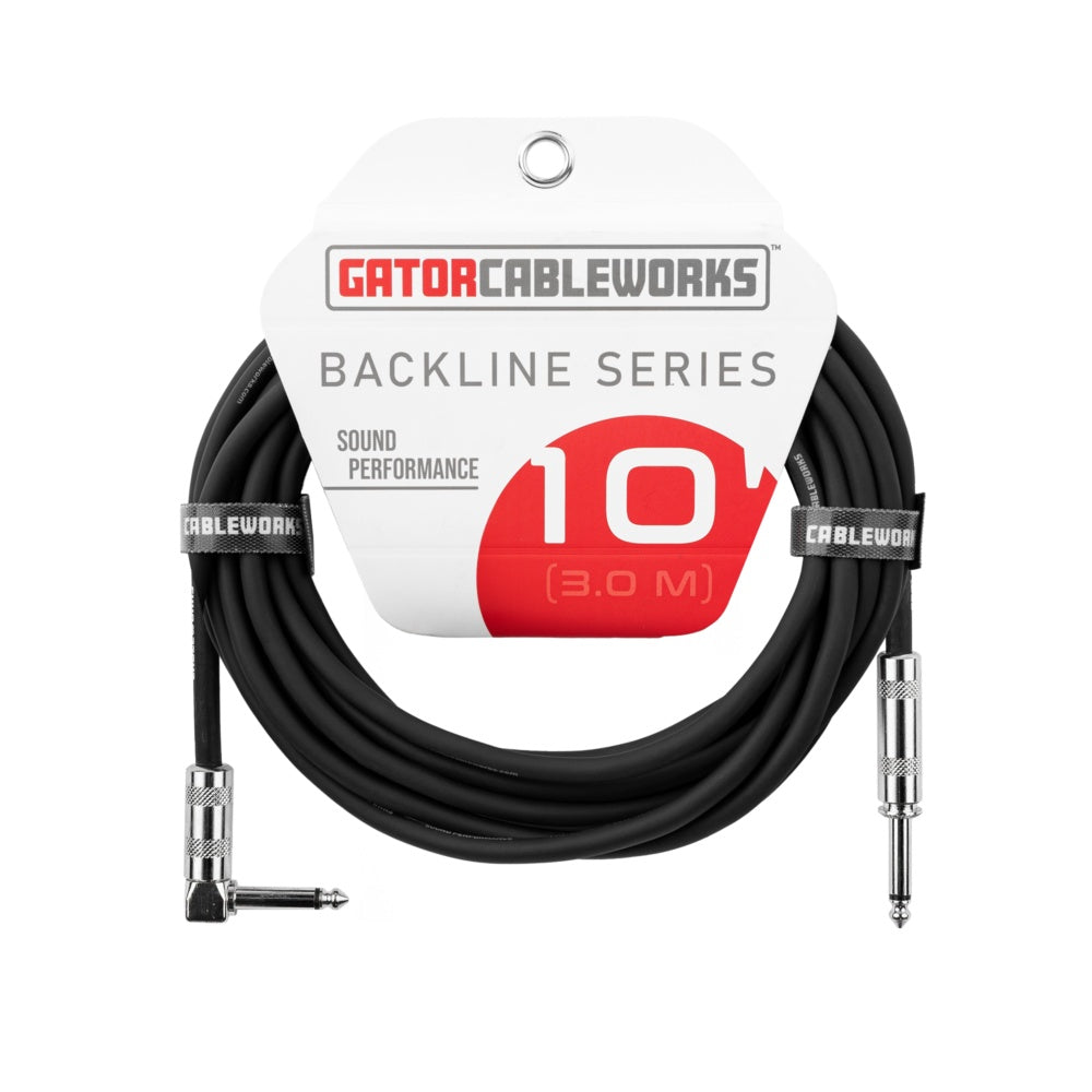 Gator Backline Straight To Right Angle Instrument Cable | 10'