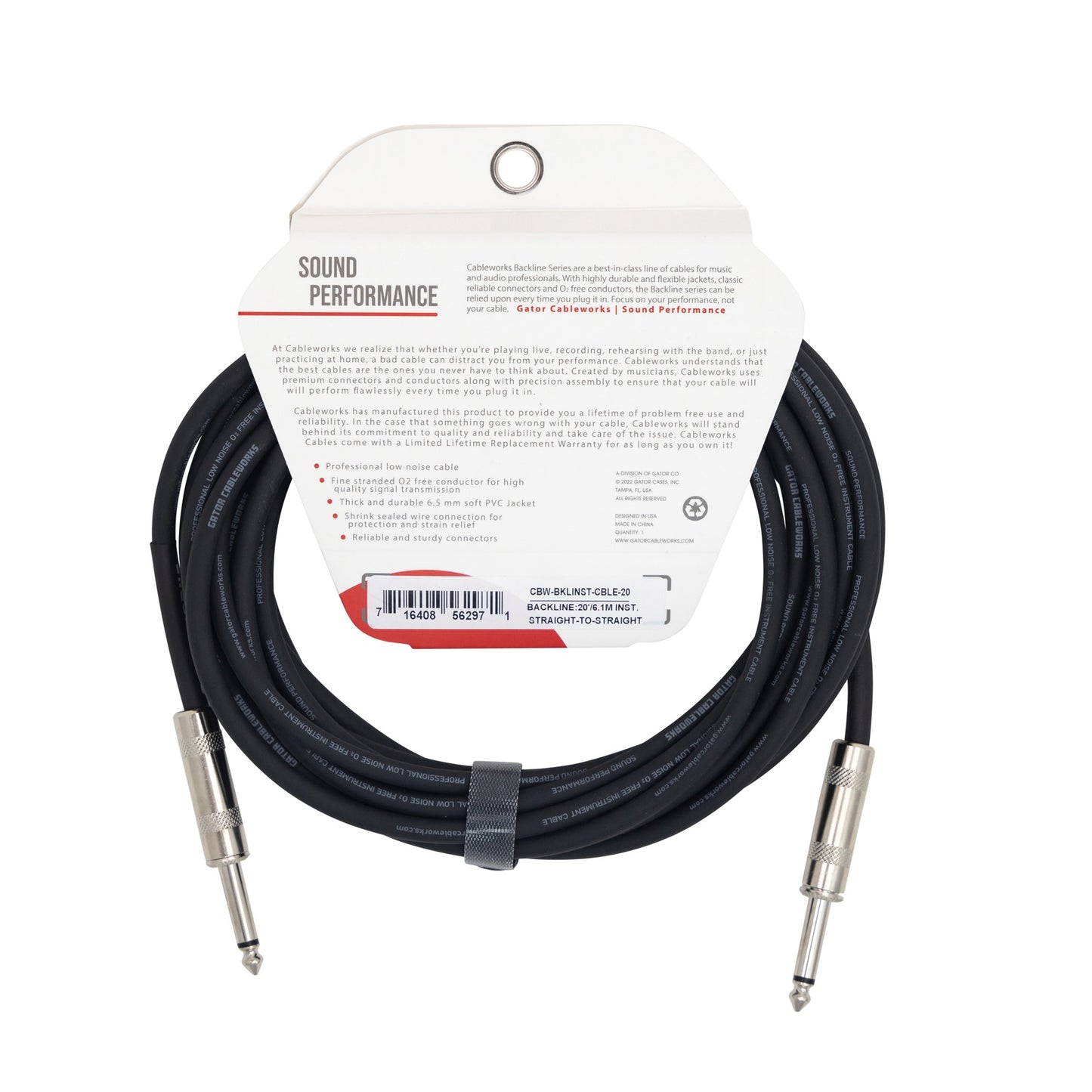Gator Backline Straight Instrument Cable | 20'