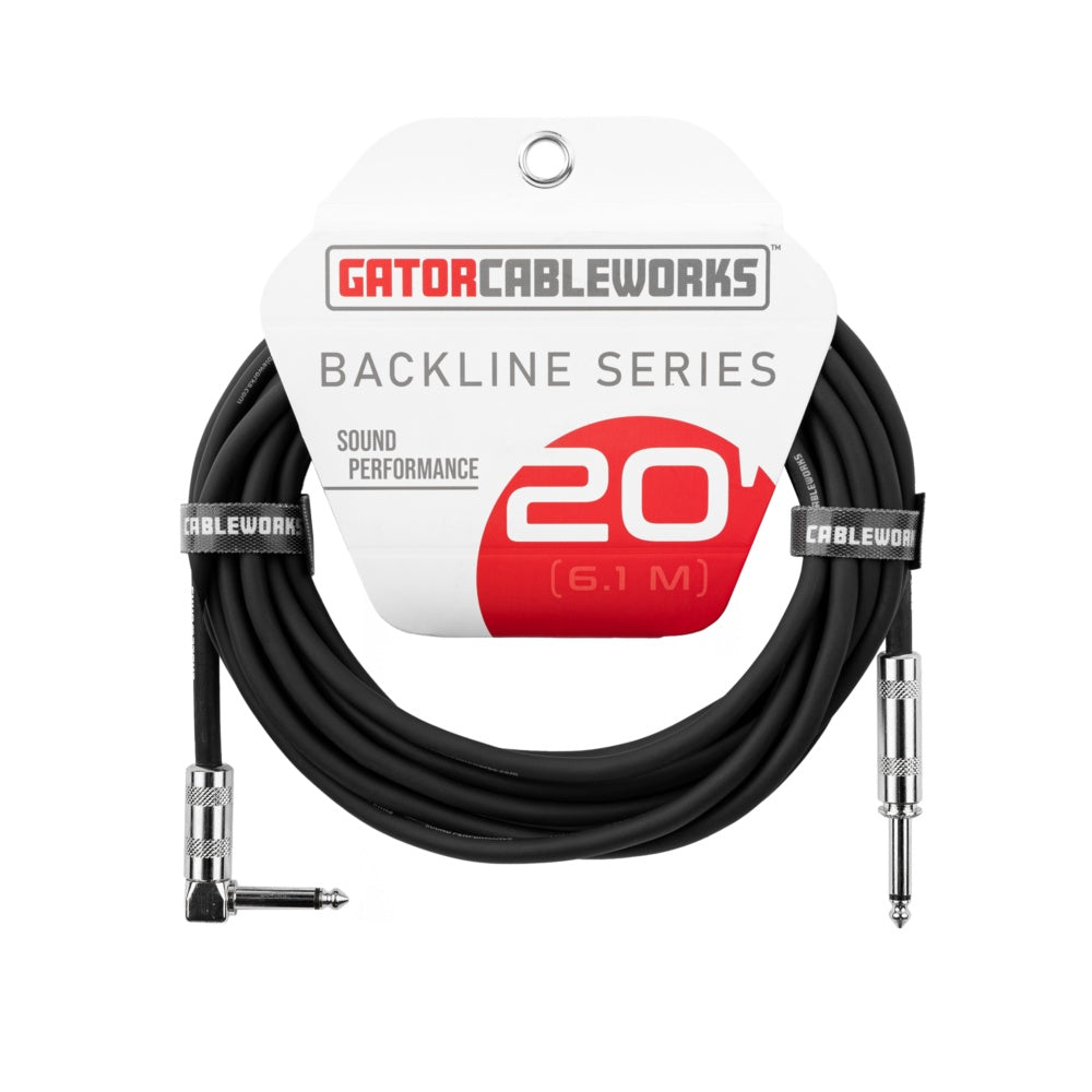 Gator Backline Straight To Right Angle Instrument Cable | 20'