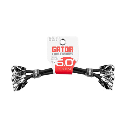 Gator GCWB-INS-6INRA3PK Backline Right Angle Instrument Patch Cable 6" | 3-Pack