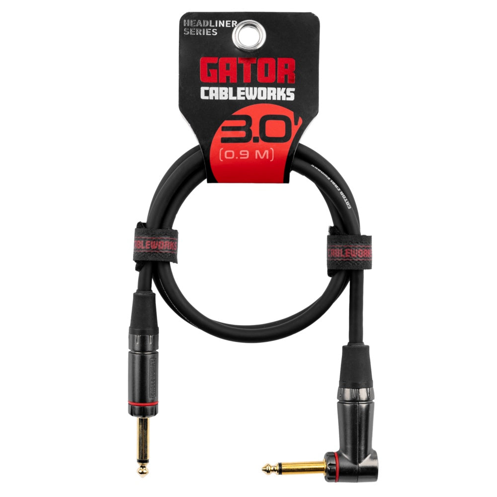 Gator Cableworks Straight To Right Angle Instrument Cable | 3'