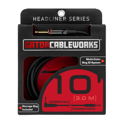 Gator Cableworks Straight To Right Angle Instrument Cable | 10'