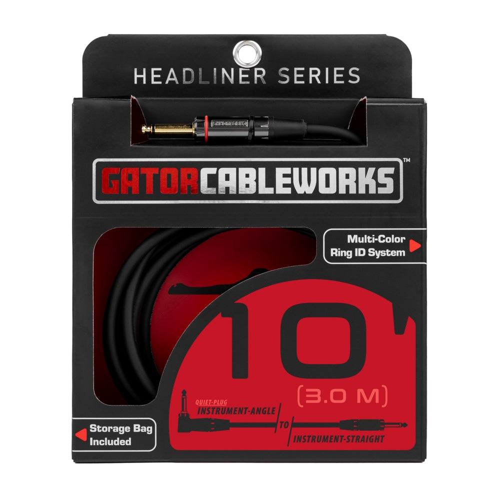 Gator Cableworks Straight To Right Angle Quiet Instrument Cable | 10'