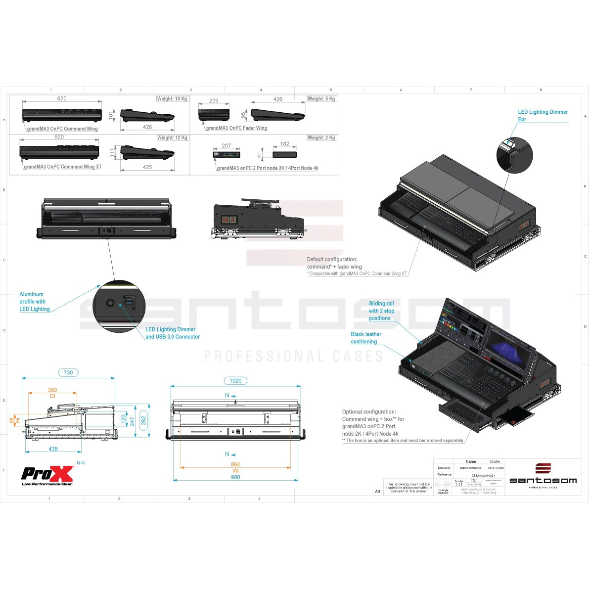 ProX XSM-GMA3onPC ATA Integrated Touring Case for grandMA3 onPC Wing