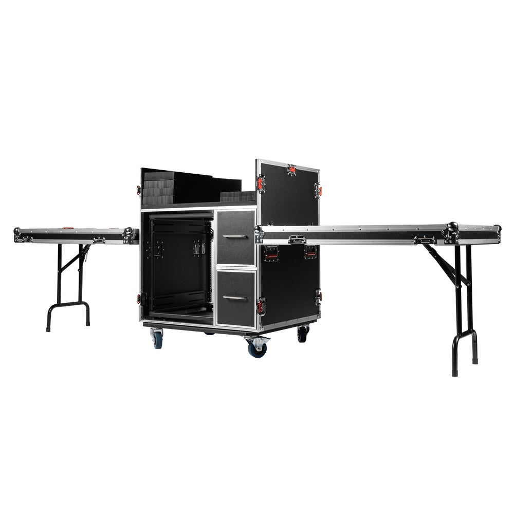 Gator GTOUR-MIXER-12U-2D2T 12U Mixer Flight Case With Tables