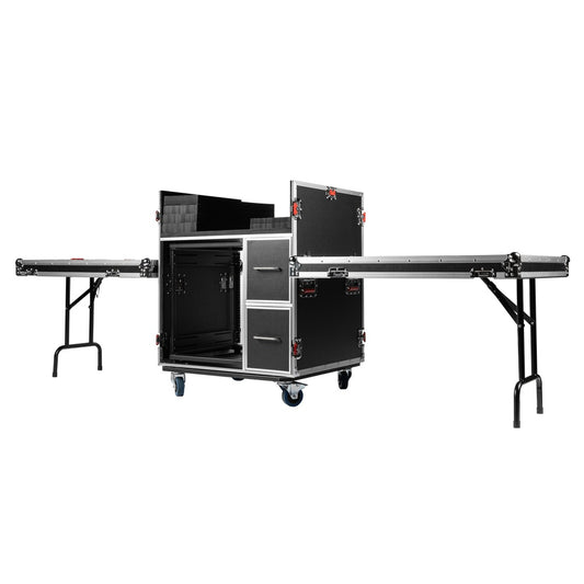 Gator GTOUR-MIXER-12U-2D2T 12U Mixer Flight Case With Tables