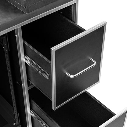 Gator GTOUR-MIXER-12U-2D2T 12U Mixer Flight Case With Tables