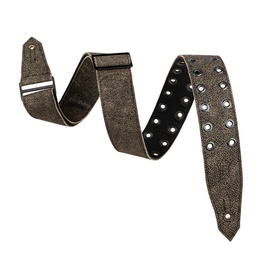Levy's Leathers M80RBEY Leather Strap with Black Eyelets | Distressed Black