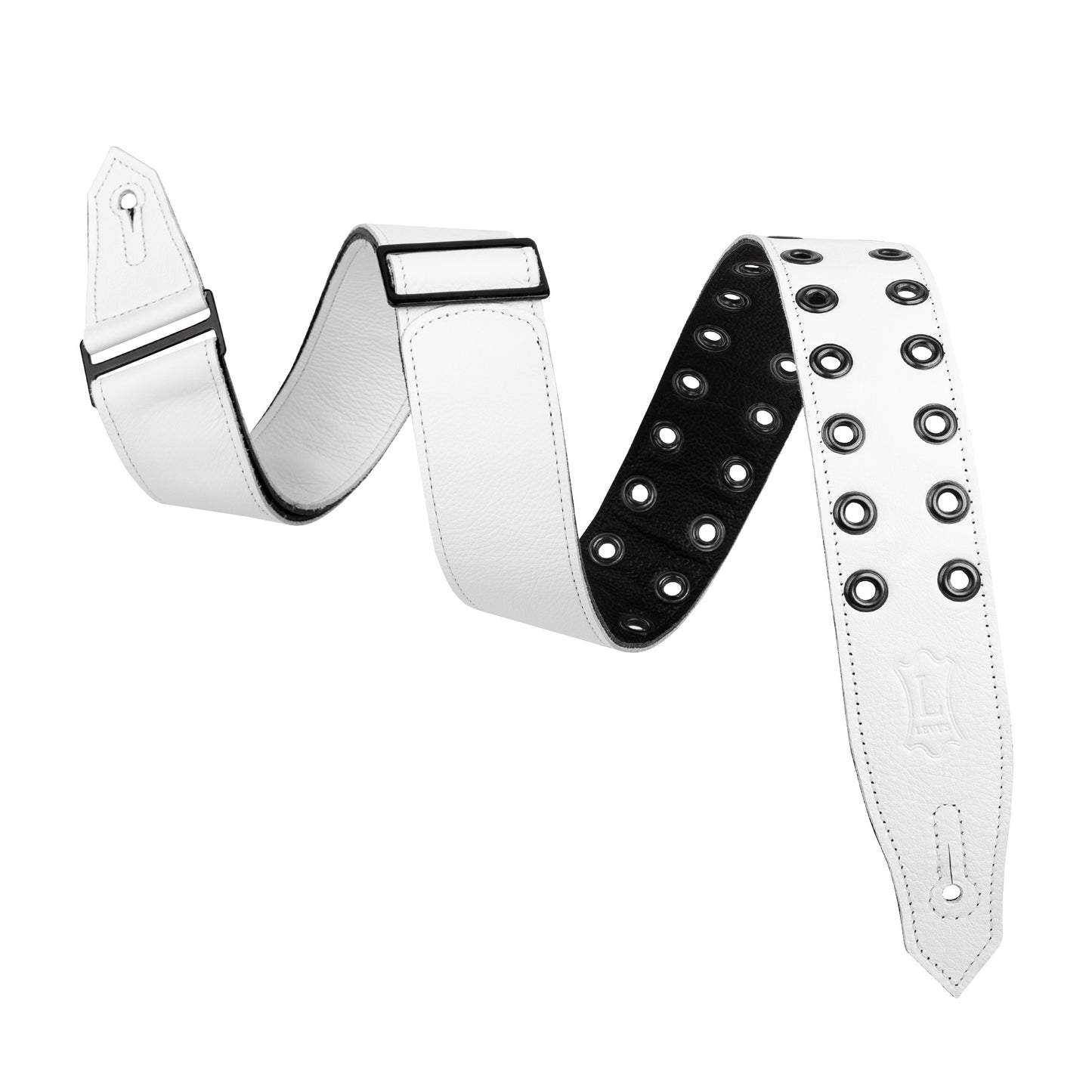 Levy's Leathers M80RBEY Leather Strap with Black Eyelets | White