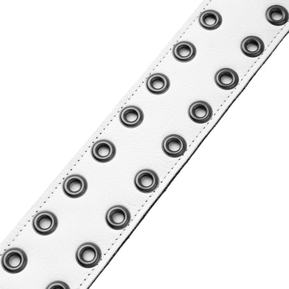 Levy's Leathers M80RBEY Leather Strap with Black Eyelets | White